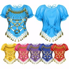 New Belly Dance Costume Crop Top Halloween Performance Carnival Party Shirt 2020
