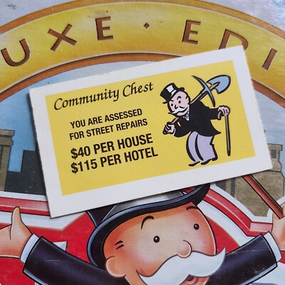 Monopoly Deluxe Ed Replacement Assessed For Street Repairs Community Chest Card