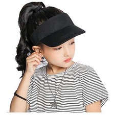 Kids Visor Sun Hat Adjustable Athletic Sports Hat 6 to 12 6-12 Years Black