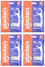 Plackers Gentle Line Floss Picks 4 Pack 75ct Fresh Mint Dental Set