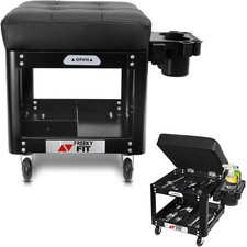 Rolling Creeper Garage Shop Seat for Men, Padded Mechanics Stool with Tool Tray