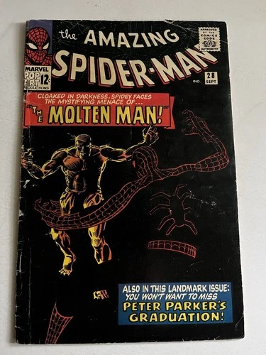 THE AMAZING SPIDER-MAN #28 Marvel 1965 1st Molten Man VG- 3.5 Complete Copy