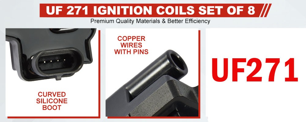 8 Pack For Chevy GMC 4.8L 5.3L 6.0L 8.1L Square Ignition Coil & Spark Plug Wire