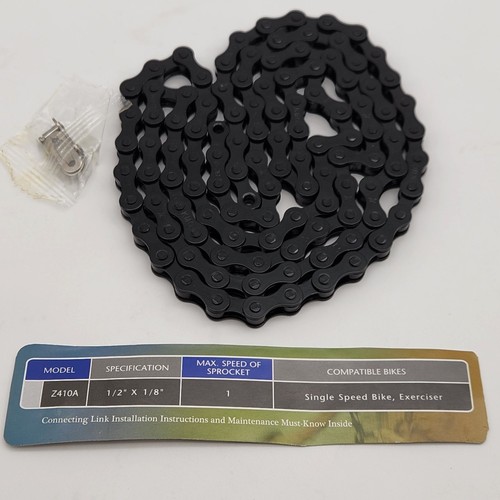 KMC Z410 Black 1/8" Single-Speed Bicycle Chain 112-Links Nickel-Plated