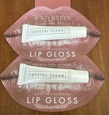 2 LOT BEAUTY INTUITION CLEAR HYDRATING AND NOURISHING LIPGLOSS NEW