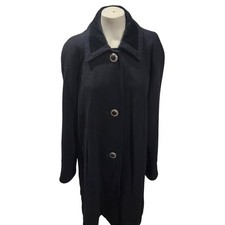 Donnybrook Black Wool Blend Coat Vintage Button Front Size 10 Classic