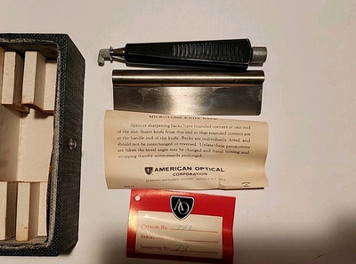 American Optical Microtome Knife,  Model 942, 120mm, C Profile, w/Case, NOS.