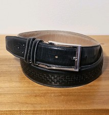 Mezlan Black Leather Dress Belt Men's 36 Spain