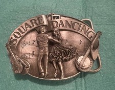 Couple Square Dancing American Folk Dance Vintage 1985 Siskiyou Belt Buckle H2