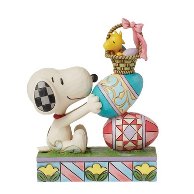 #ad Jim Shore Peanuts Snoopy amp; Woodstock Stacking Easter Eggs Figurine 6016262 $65.00
