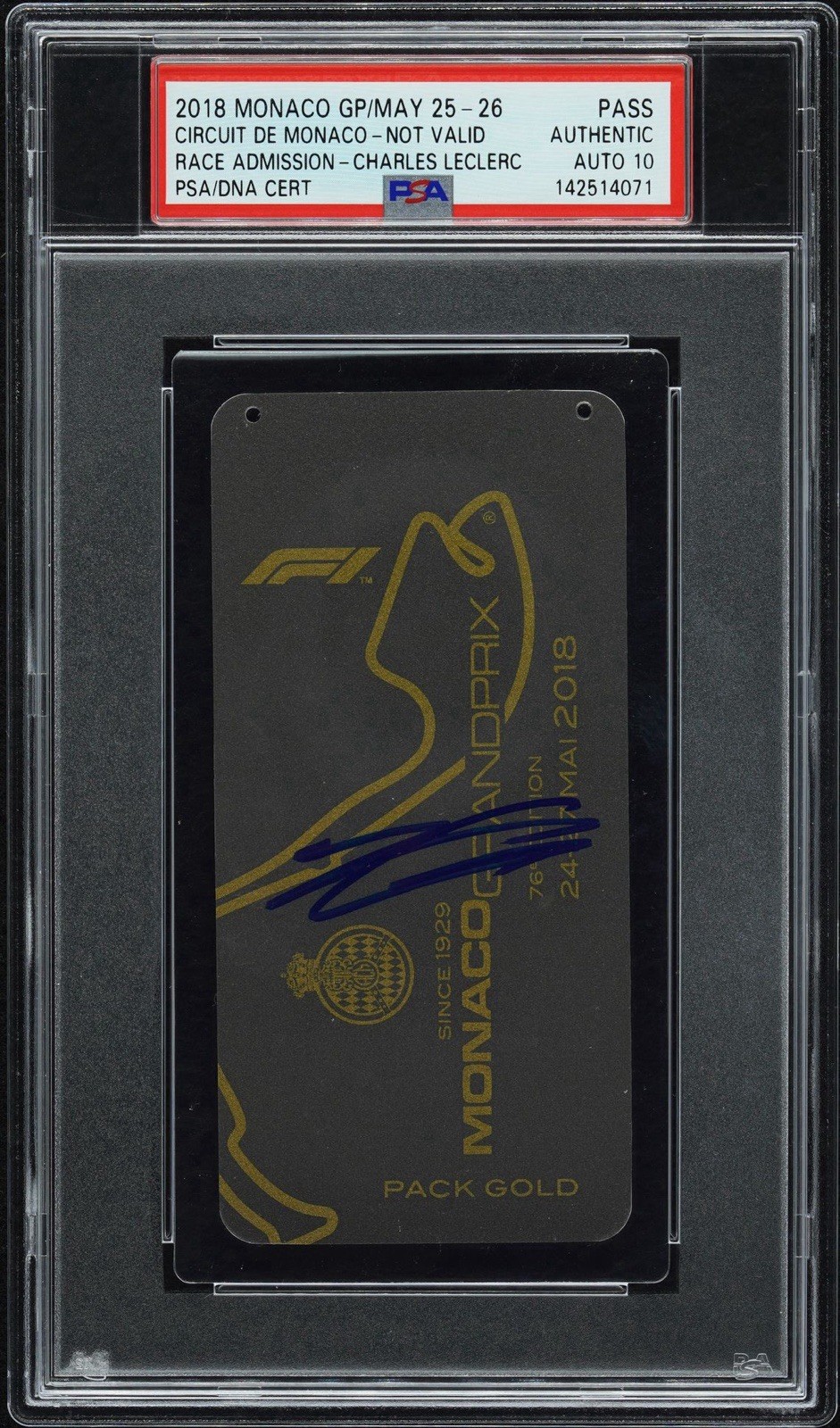 Charles Leclerc Signed 2018 F1 Monaco GP Debut 1st Home Race Ticket PSA 10 AUTO view 1