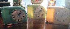 Vtg. 3 Big Ben Moon Beam Alarm Clocks, Blue& Green Work, Yellow Parts or Fix?