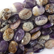 20mm natural amethyst flat oval beads 15.5" strand