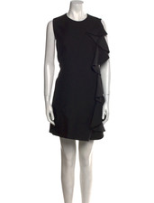 Valentino Black Ruffle Sleeveless Crew Neck Mini Dress - Size M US6 IT42