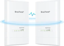 BrosTrend 5KM WiFi Bridge – Dual Gigabit Ports, 867Mbps 5GHz, Outdoor PtP/PtMP