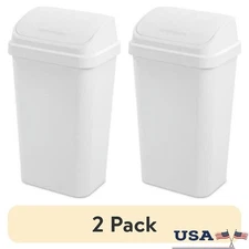 13 Gallon Swing Top Wastebasket Plastic Garbage Can Indoor Trash Bin Easy Clean
