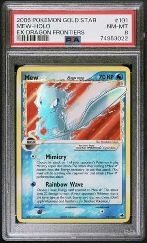 2006 Pokemon Gold Star Ex Dragon Frontiers #101 Mew Holo PSA 8 NM-MT