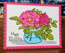 Water Colored Peony Flowers Birthday card kit Made With Some Stampin Up