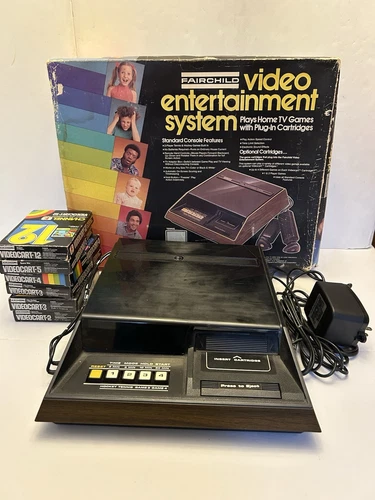 Vintage Fairchild Channel F Video Entertainment System Console With Games, Box