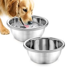 2 Pcs 1 Gallon Large Dog Bowls - Food Grade Stainless Steel Metal Water Bowls...