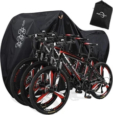 Bike Cover for 2-3 Bikes, Waterproof, Black, Polyester, Heavy Duty, Mountain,