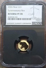 2026 Niue G$1 Tyrannosaurus Rex NGC Reverse PF70 ~ 1GRAM 24KT GOLD
