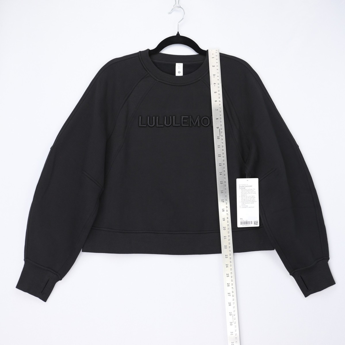 Lululemon Scuba Oversized Pullover Wordmark Crew Neck Black Size