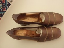 SCARPE TACCO BASSO MARTINI OSVALDO NUOVE TG 2,5 (35,5) BRONZO ORO PELLE E MESH