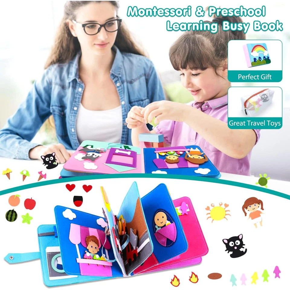 Quiet Book 3D Filz Busy Board Montessori Pädagogisches Sensorisches Stoffbuch - Bild 2 von 4