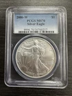 2006 W PCGS MS70 AMERICAN SILVER EAGLE  Old Blue Holder -D17