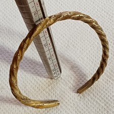 ANCIENT ROMAN ENGRAVED CUFF BRACELET BRONZE OPEN TERMINAL ARTIFACT ADJUSTABLE
