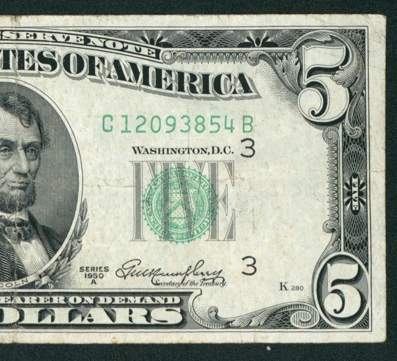 $5 1950 Federal Reserve Note ** DAILY CURRENCY AUCTIONS