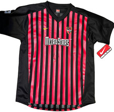 Vtg MetroStars 2001 Ed Gavin SIGNED Home Soccer Jersey Nike XL Blokecore FIFA
