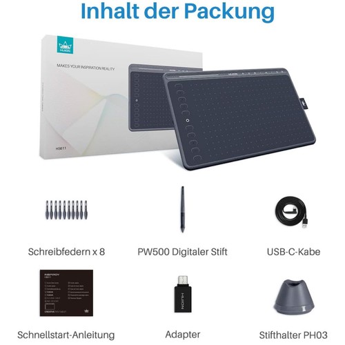 Tablette graphique HUION HS611, 10,2 x 6,36 pouces, idéale pour art numérique, peinture - Photo 6/8
