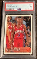 1996-97 Topps Allen Iverson #171 Rookie Card PSA 7 NM Philadelphia 76ers!. rookie card picture
