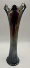 FENTON Amethyst Carnival Glass "Butterfly & Berry" Swung Vase (10.5" Tall)