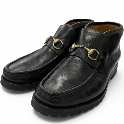 Mens GUCCI  condition GUCCI 1140067 Leather Horsebit Gold Hardware Chukka Boots