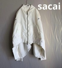 sacai White Fabric Combo MA-1 Bomber Jacket S Excellent Condition