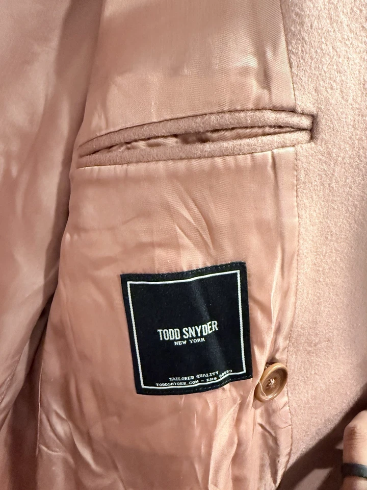 Todd Snyder, Wool/cashmere Peak Lapel Double Breasted Coat, 38R - Image 4 of 4
