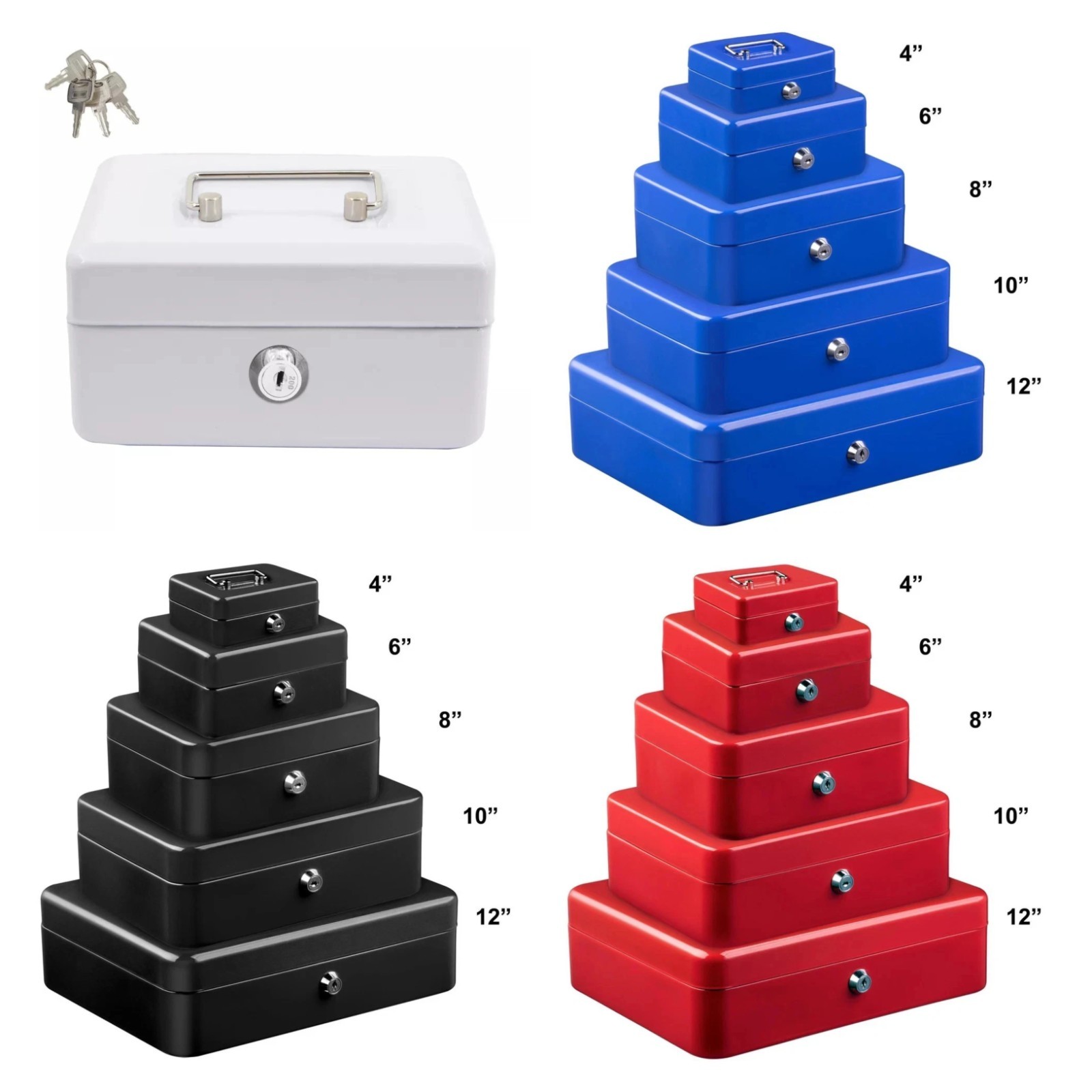 Metal Cash Box Money Bank Deposit Steel Tin Security Safe Petty Key ...