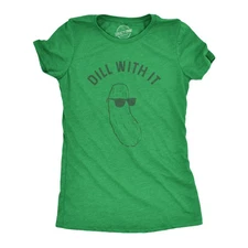 Womens Dill With It T Shirt Funny Cool Sunglasses Pickle Tee for Ladies