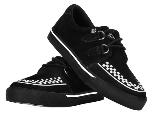 T.U.K. Black Suede White Interlace Creeper Sneakers 6M/8W 6.5M/8.5W New in Box