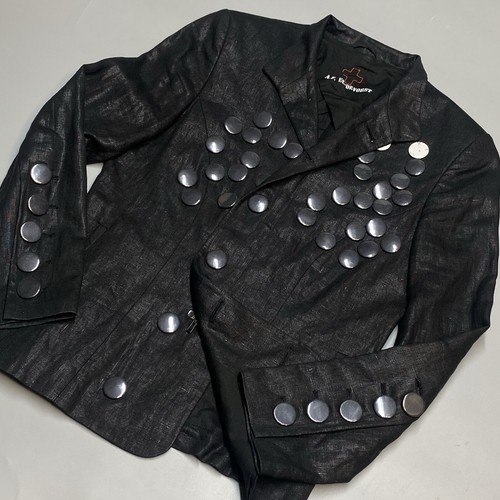 af vandevorst Vintage Wax Linen Avantgarde Steam Punk Blazer Jacket M/38 Archive - Picture 1 of 18