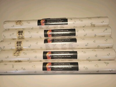 Norwall Wallpaper Rolls 5 Count White Floral Vinyl  Wall Covering NOS 