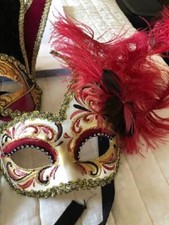 LA MASCHERA DEL GALEONE AUTHENTIC Mask NWT and Stamped Female RED/GOLD