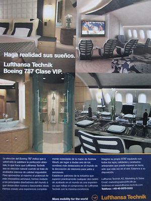 5/2007 PUB LUFTHANSA TECHNIK BOEING 787 VIP COMPLETION ORIGINAL SPANISH AD