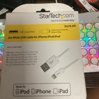 StarTech.com 2m (6ft) Long White for Apple  8-pin Connector to USB Cable for