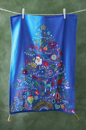 NEW Anthropologie Danielle Kroll Treetops Glisten Kitchen Tea Dish Towel NWT - 第 1/2 張圖片
