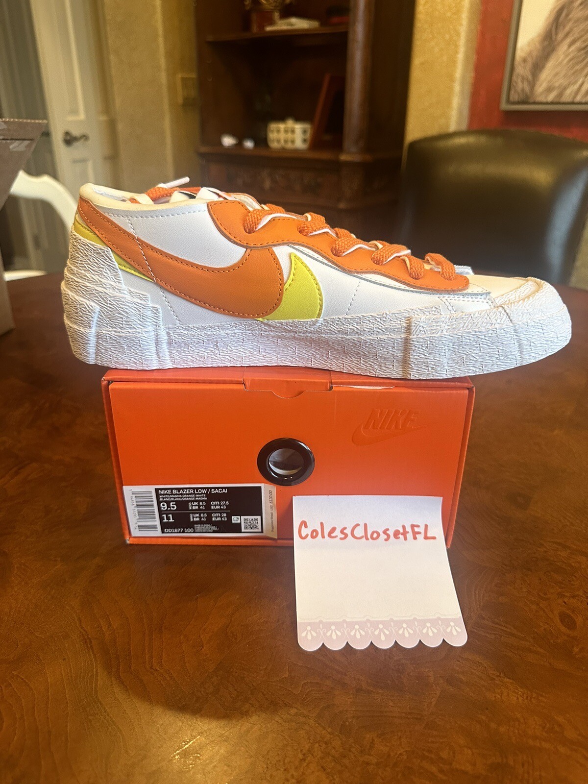 SACAI X NIKE NIKE x SACAI BLAZER ARANCIONE BASSO MAGMA DA UOMO TAGLIA 9 5 SPEDIZIONE IN GIORNO STESSO