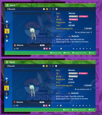 Meloetta Shiny/ non shiny 3DV/6DV Lvl 100 EV/AP Set  Pokemon Karmesin und Purpur